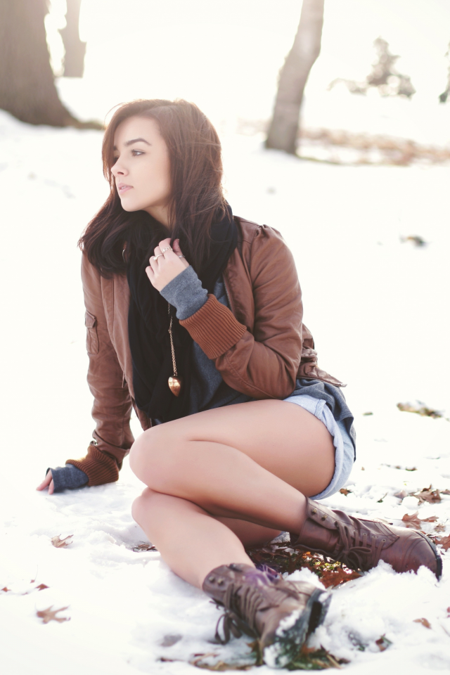 girl, sweetheart, shorts, legs, boots, winter, snow