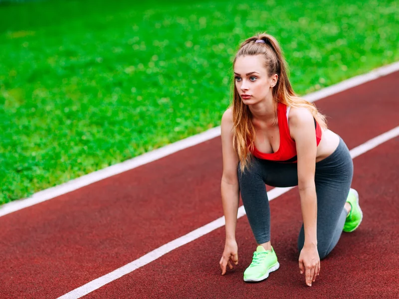 girl, athlete, sneakers, leggings, running, treadmill