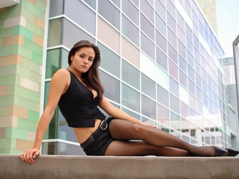 girl, beautiful, cute, brunette, shorts, tights