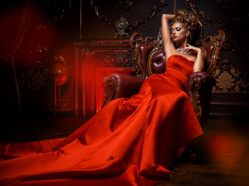 girl, beautiful, glamor, lady, dress, red