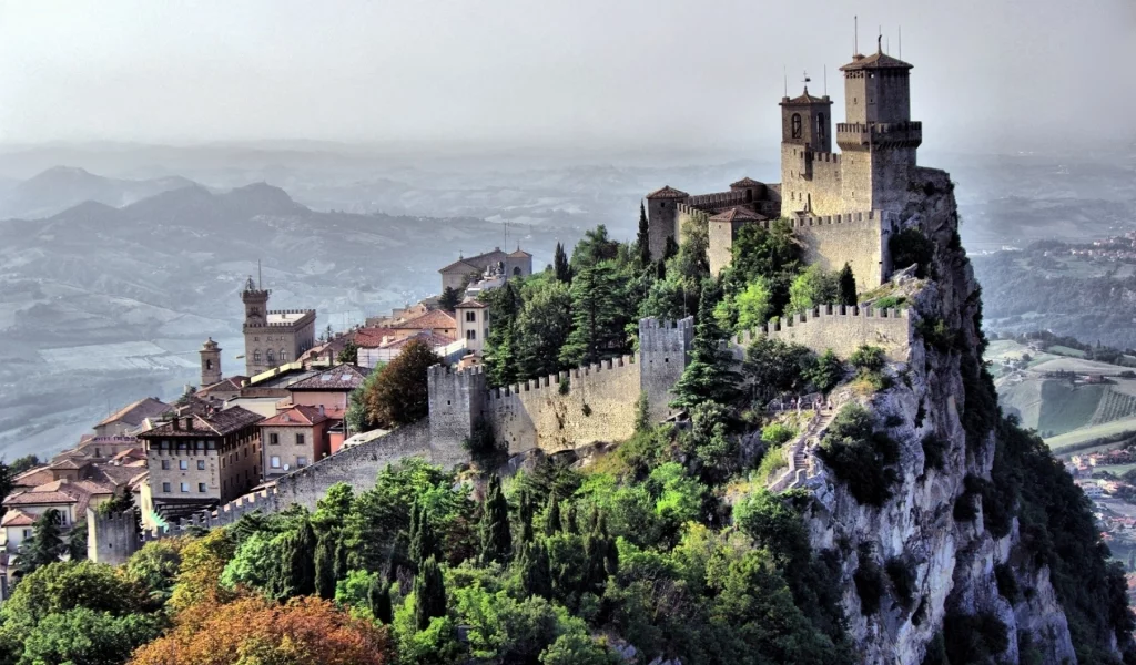 castle, mountains, view