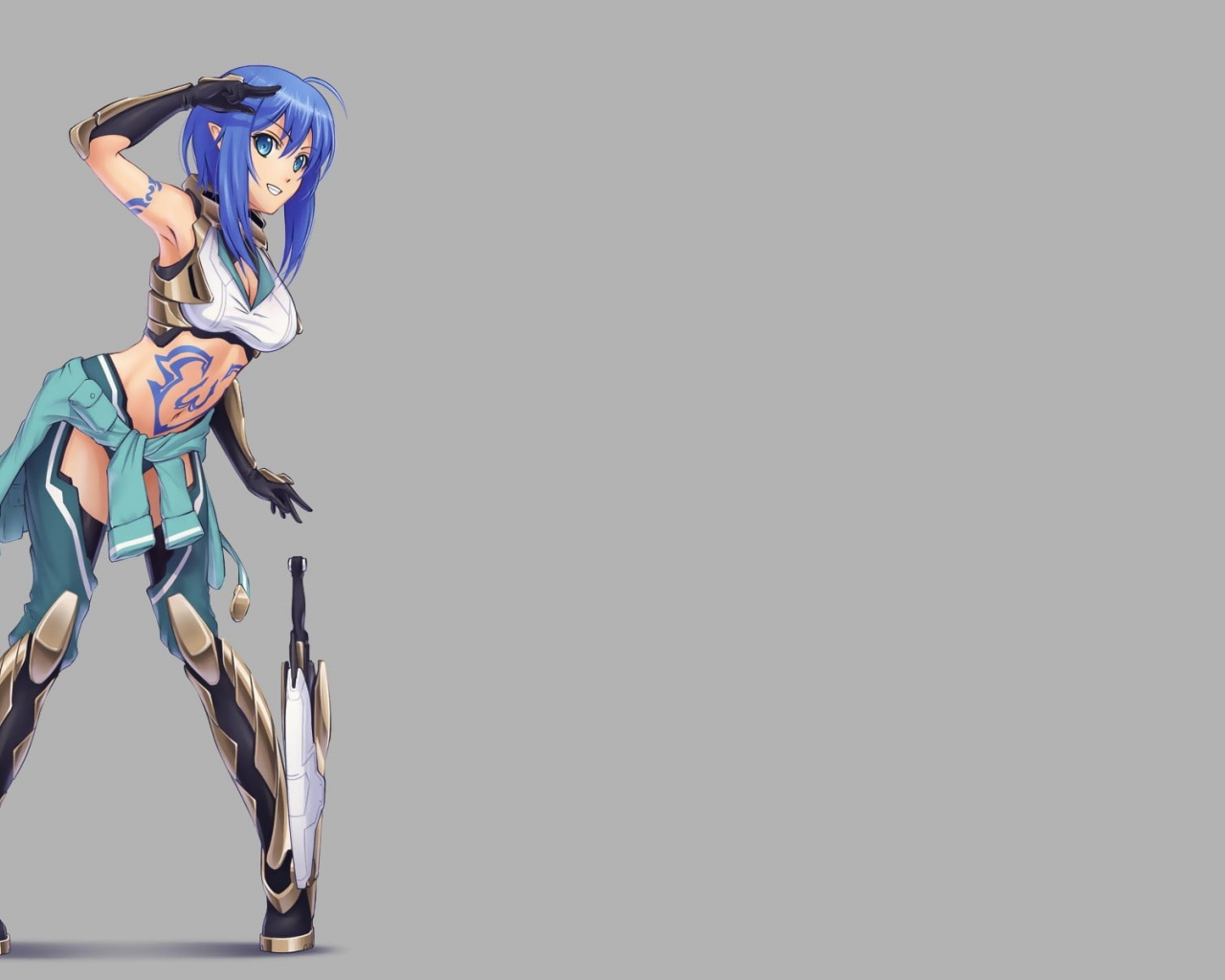 anime, girl, warrior, weapon