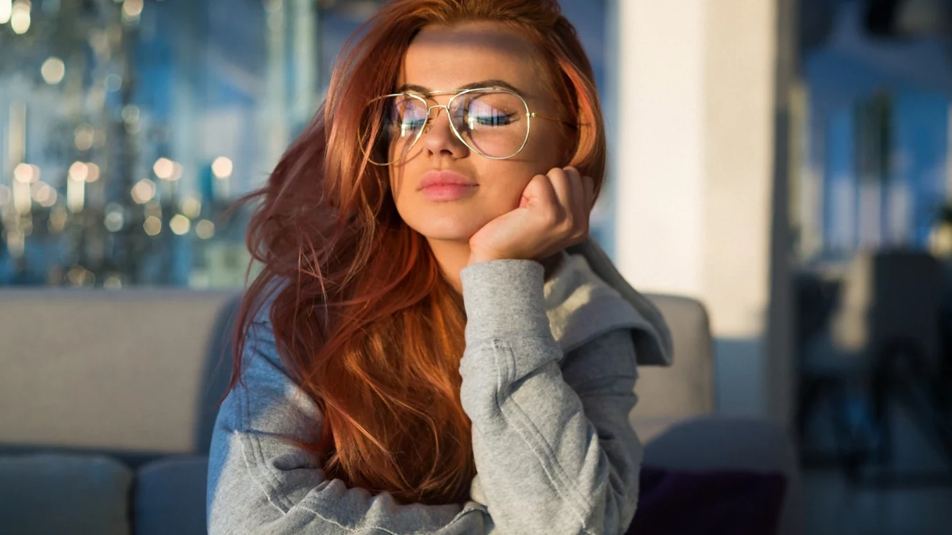 girl, sweetheart, redhead, glasses