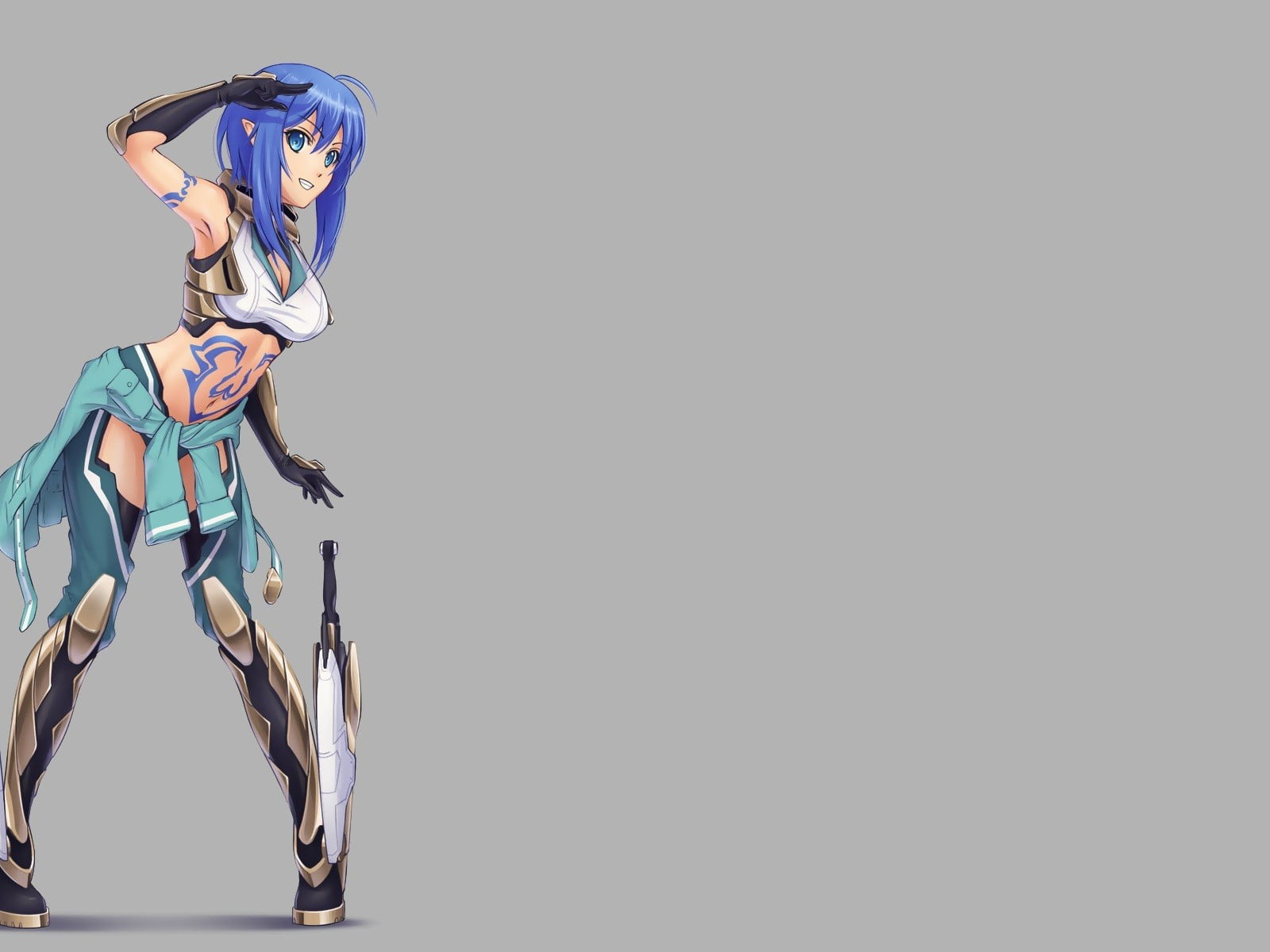 anime, girl, warrior, weapon