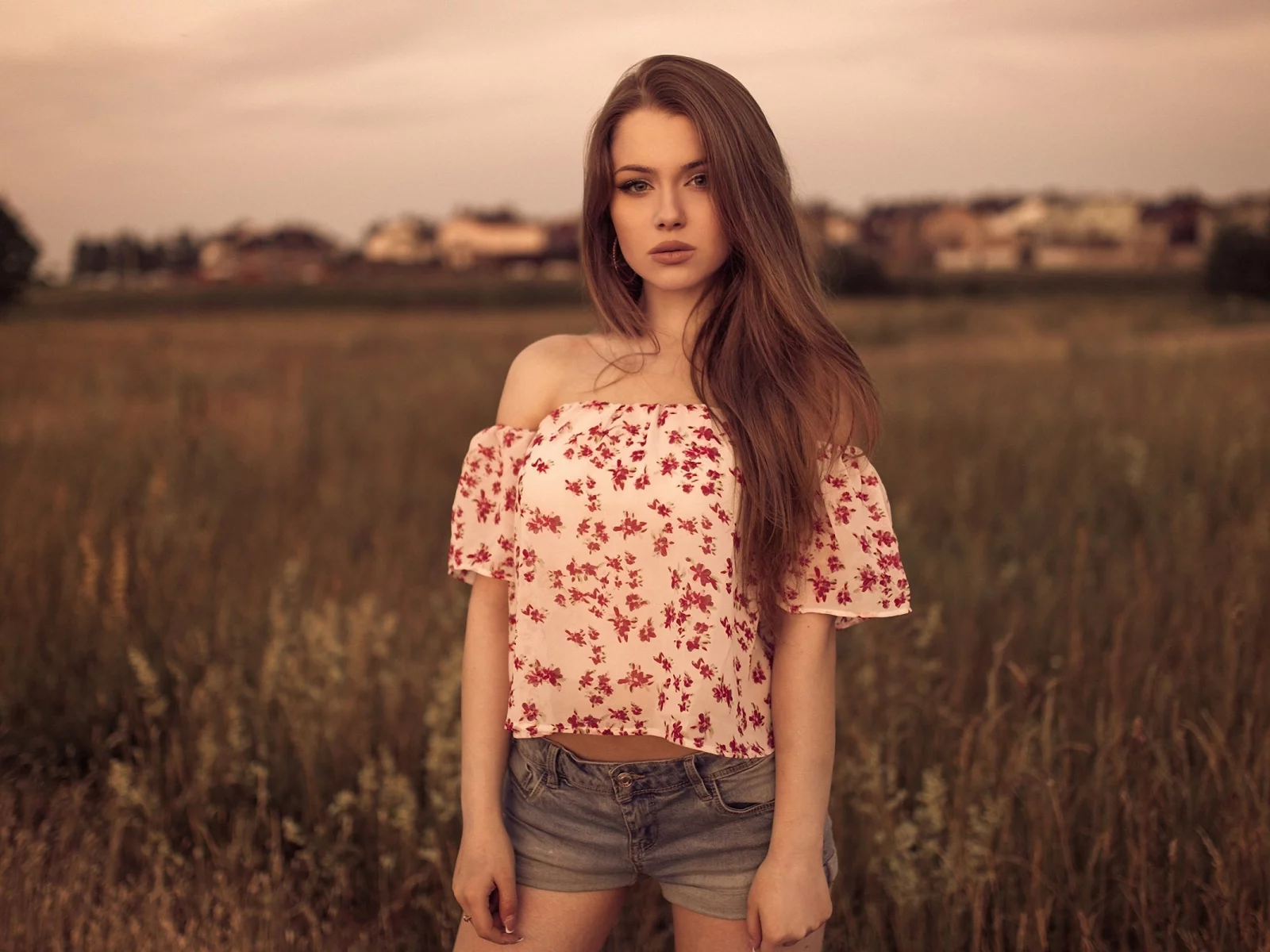 girl, beautiful, pretty, longhaired, nature, shorts