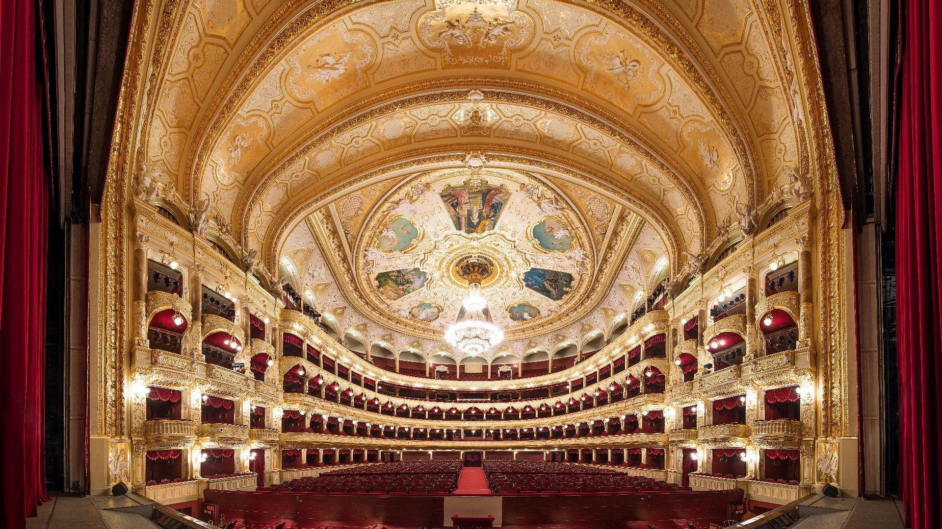 interior, opera, chandelier, hall