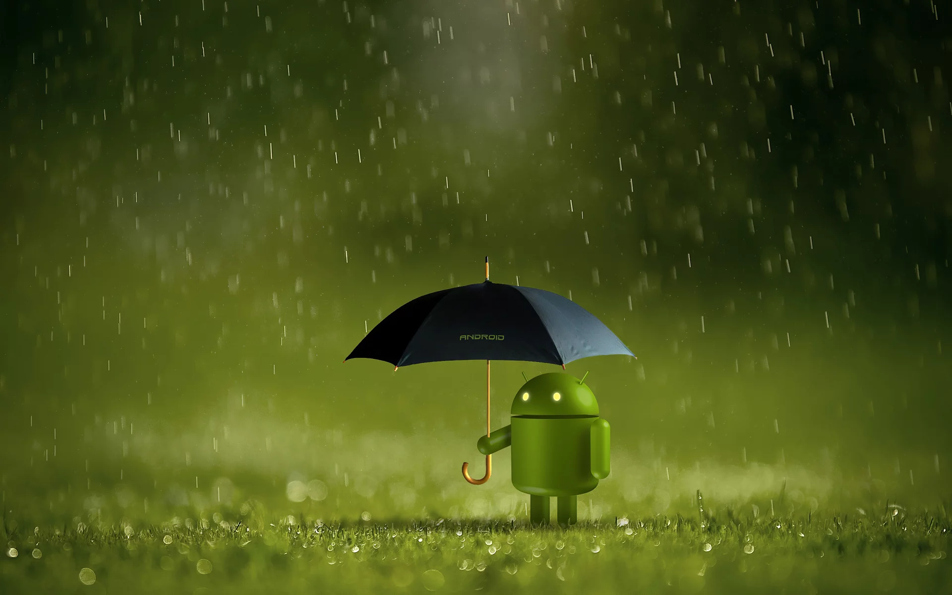 android, umbrella, rain