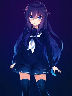 anime, girl, longhaired, skirt, stockings