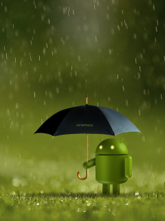 android, umbrella, rain