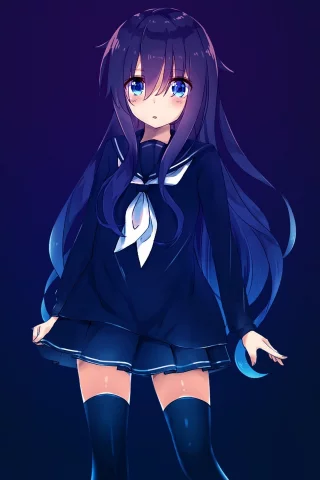 anime, girl, longhaired, skirt, stockings