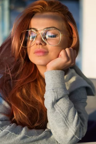 girl, sweetheart, redhead, glasses