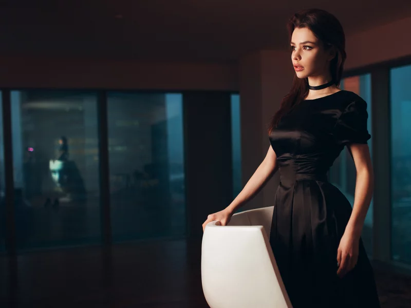 girl, sweet, pretty, black dress