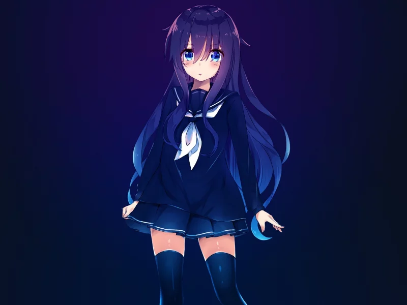 anime, girl, longhaired, skirt, stockings