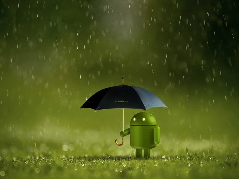 android, umbrella, rain