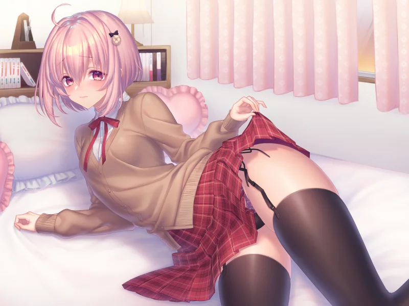 girl, beautiful, anime, skirt, stockings