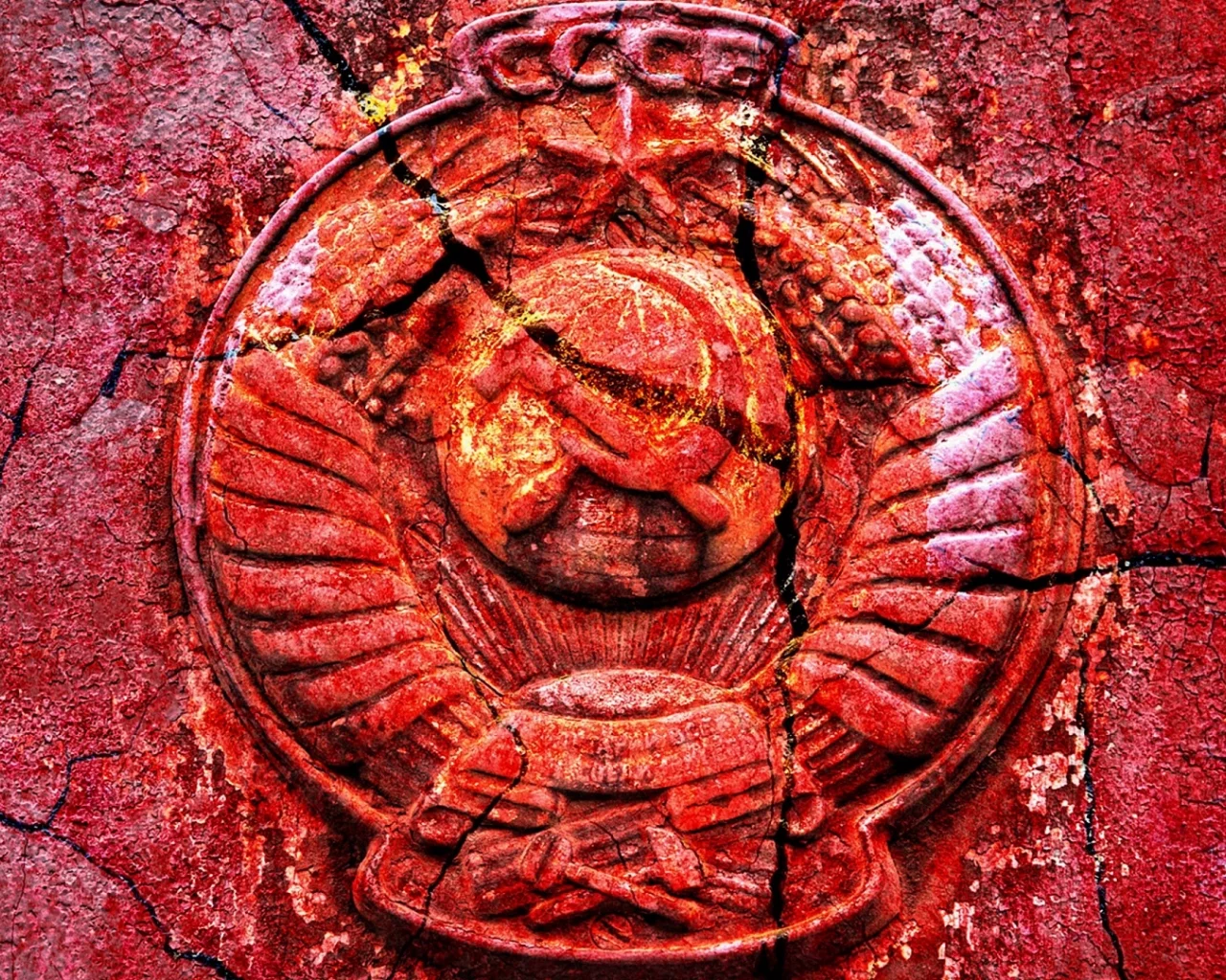 coat of arms, ussr, stone