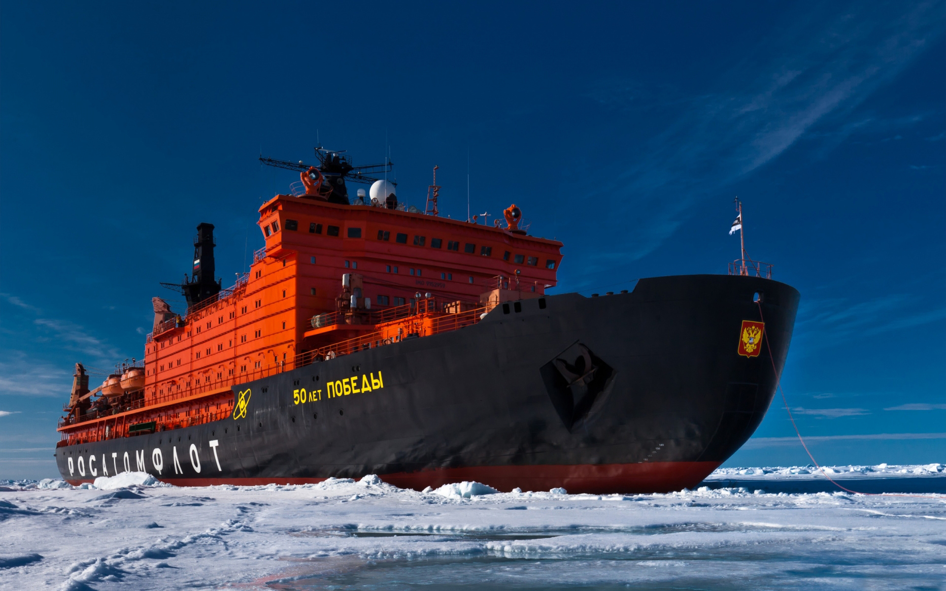 arctic, icebreaker, ship, ice, snow