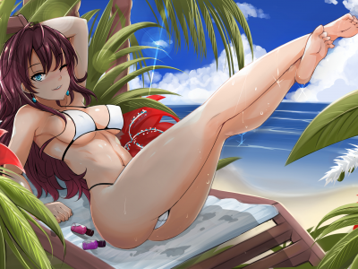 girl, cute, beautiful, swimsuit, legs, anime