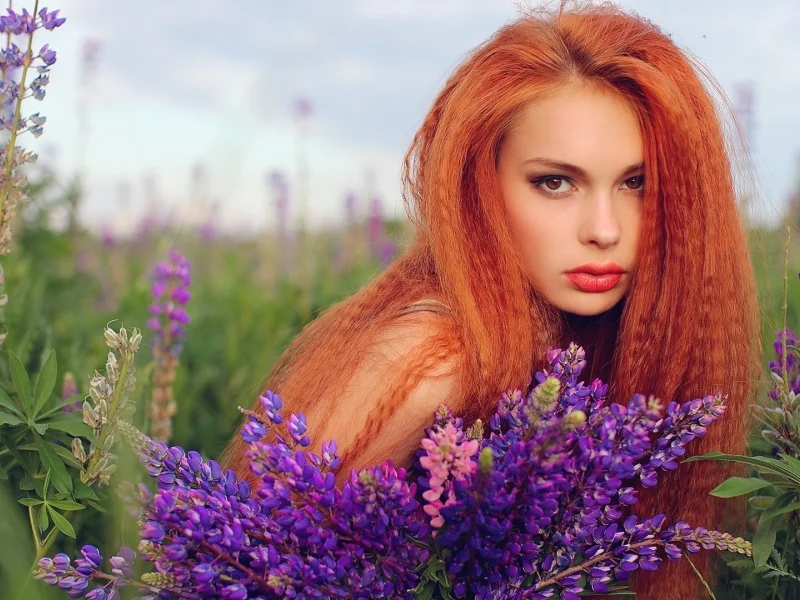 girl, beautiful, red head, nature