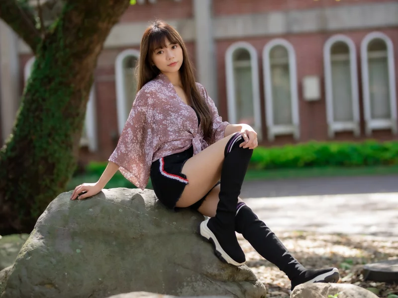 girl, sweetheart, shorts, legs, asian, boots