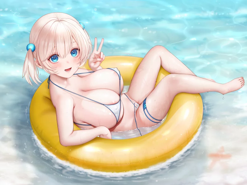 girl, sweet, pretty, anime, swimsuit, boobs