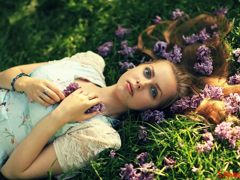 girl, beautiful, nature, flowers