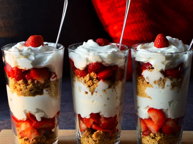 dessert, strawberry trifle