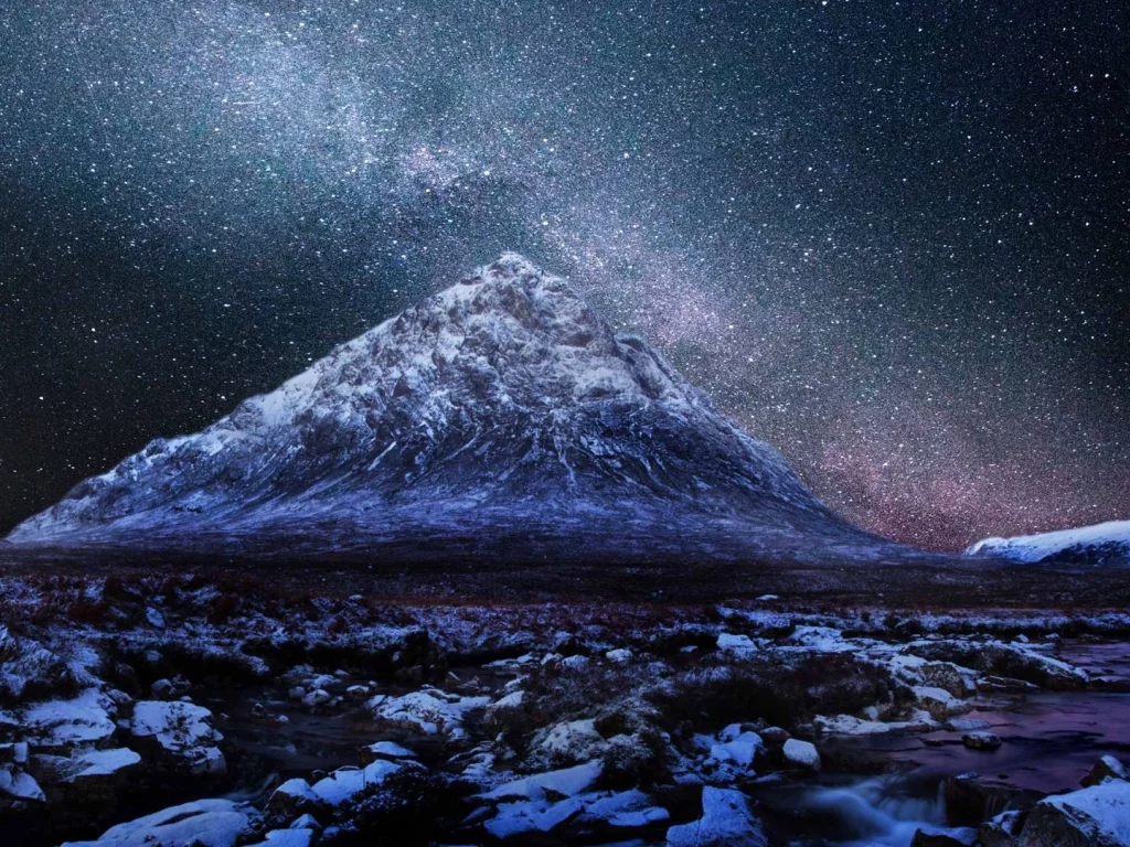 landscape, mountain, milky way, night, stars