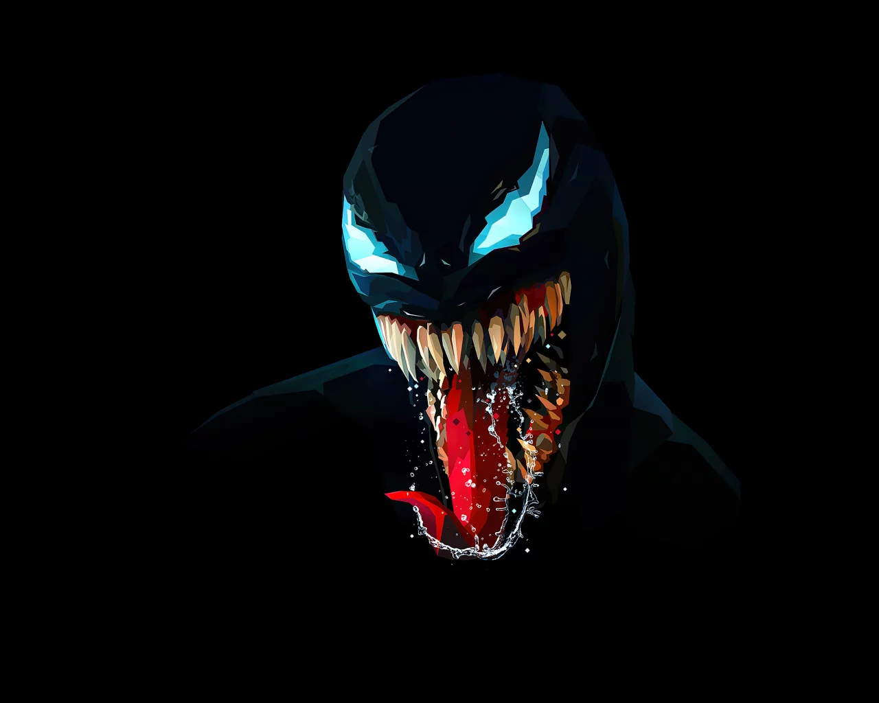 venom, low, poly, amoled, black, background, marvel, comics