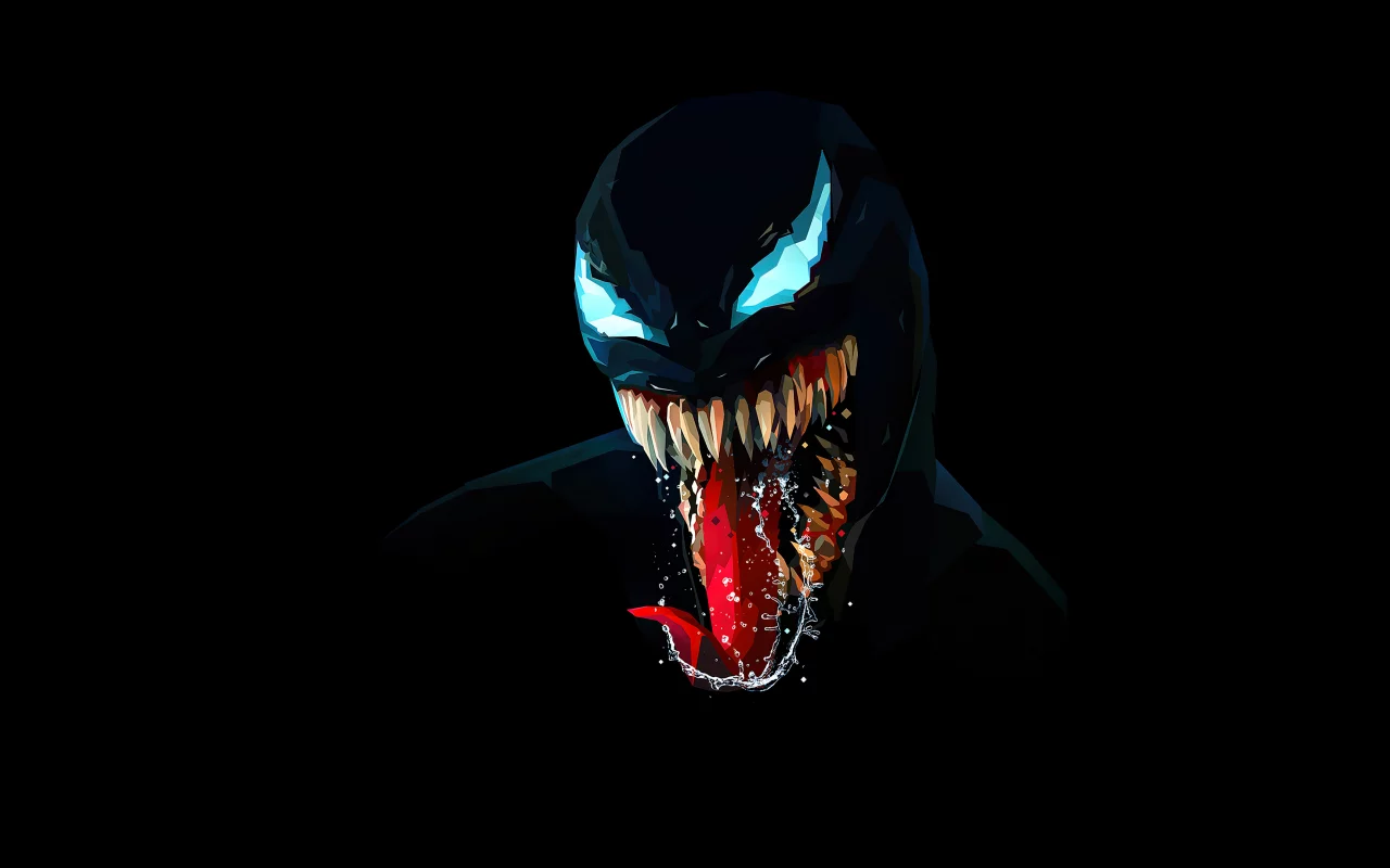 venom, low, poly, amoled, black, background, marvel, comics