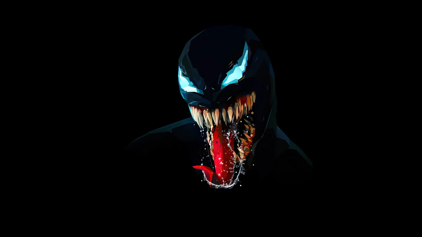 venom, low, poly, amoled, black, background, marvel, comics