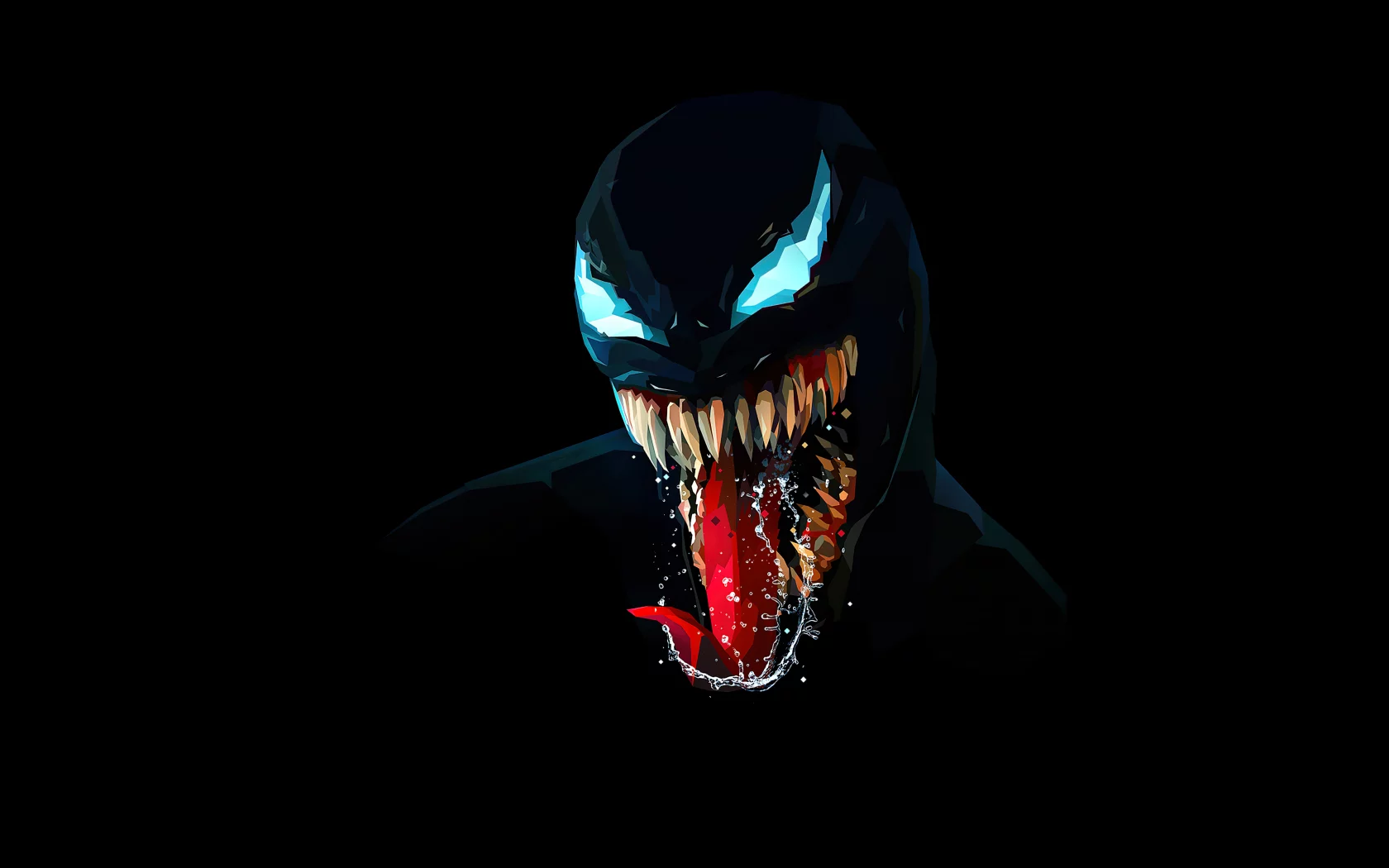 venom, low, poly, amoled, black, background, marvel, comics