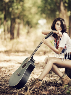 asian girl, beautiful, guitar