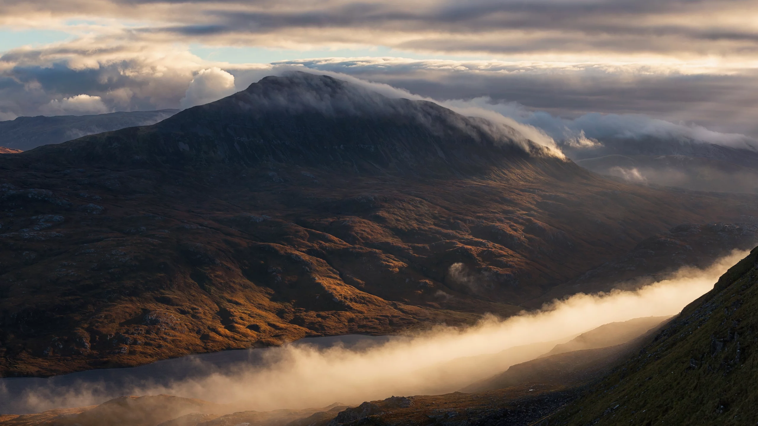 landscape, mountains, fog, sky