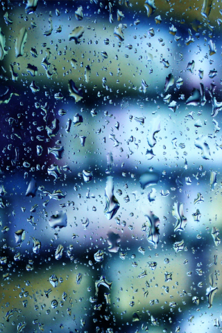 wall, brick, glass, water, drops