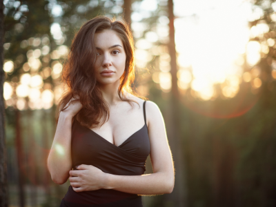 girl, beautiful, black dress