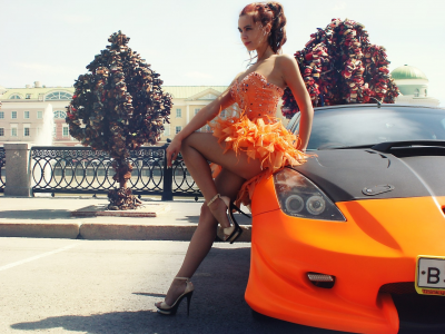 girl, beautiful, car