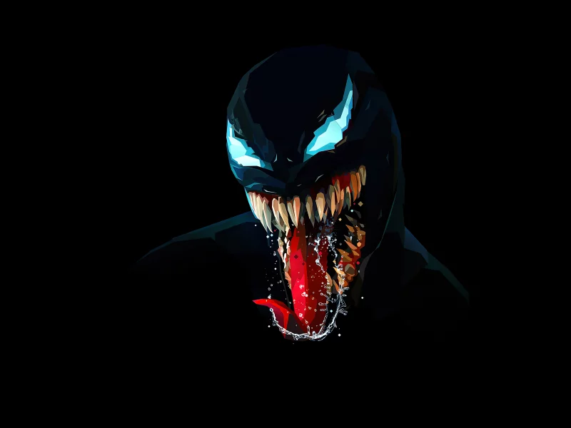 venom, low, poly, amoled, black, background, marvel, comics