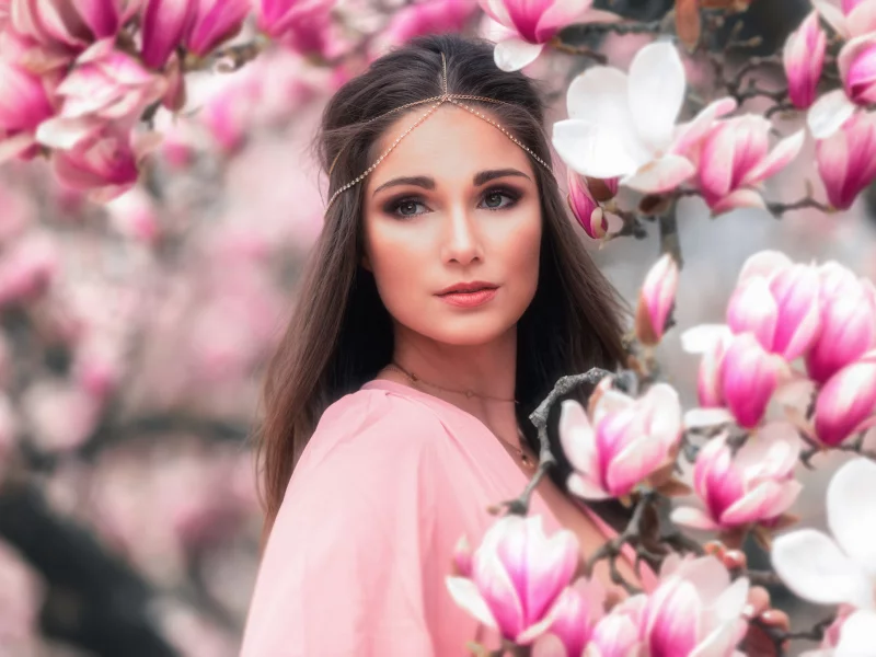 girl, beautiful, model, flowers