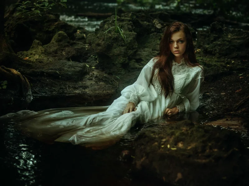 girl, beautiful, long dress