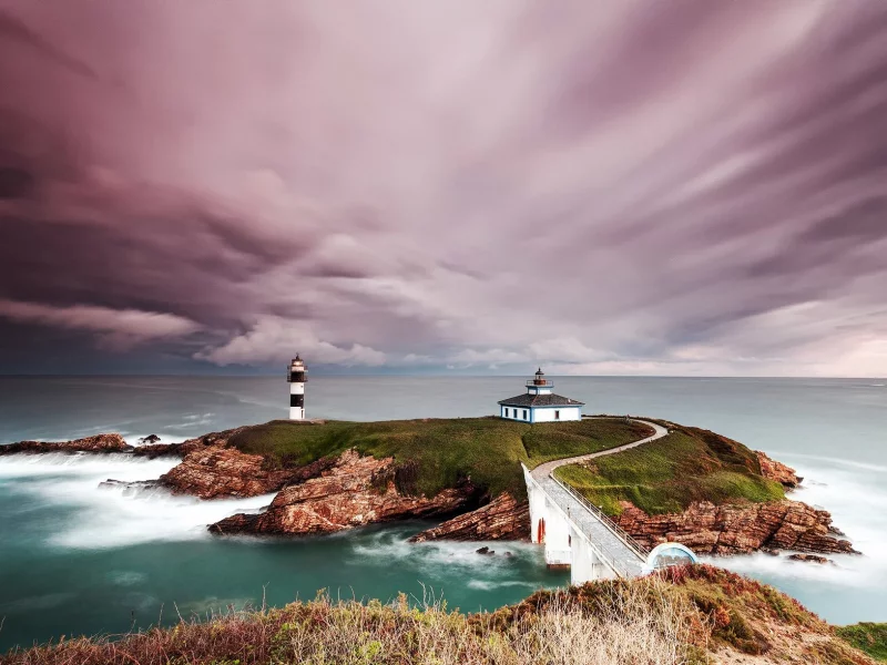 sea, sky, lighthouse, shore, landscape