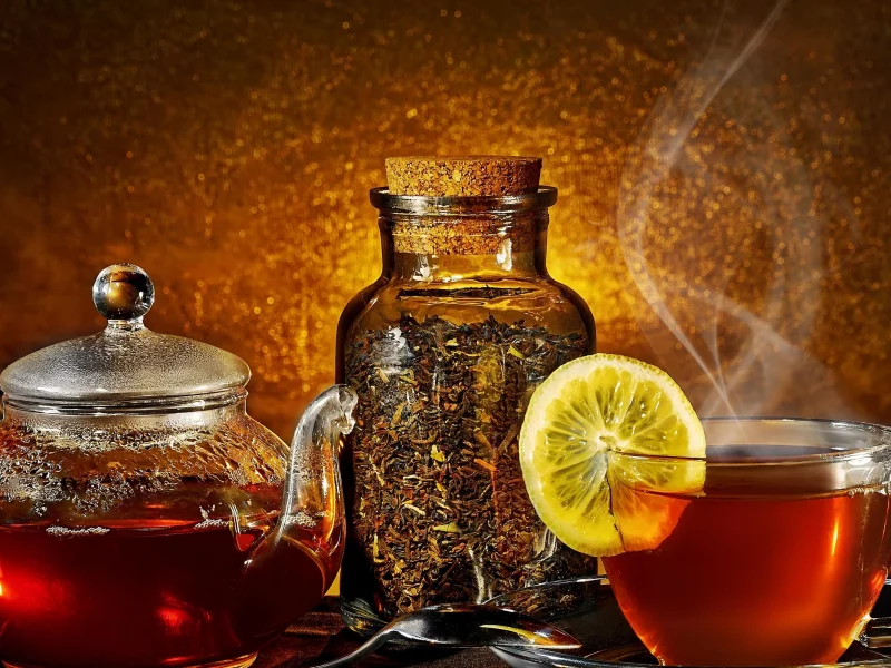 cup, hot, tea, lemon