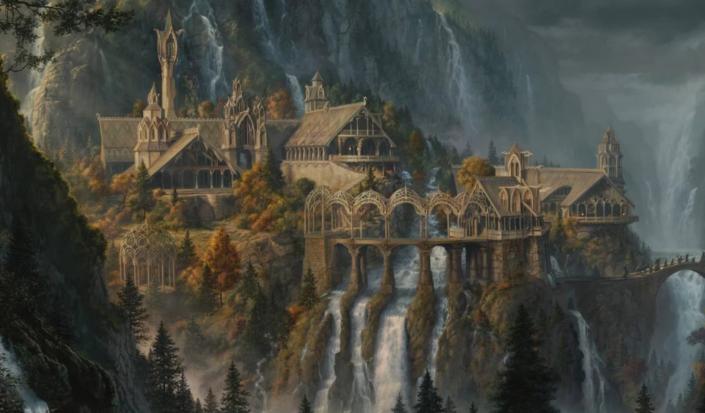 hobbit, lord of the rings, rivendell, art, nature