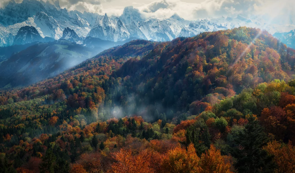 alps mountains, autumn, snow, covered, mountain, range, europe