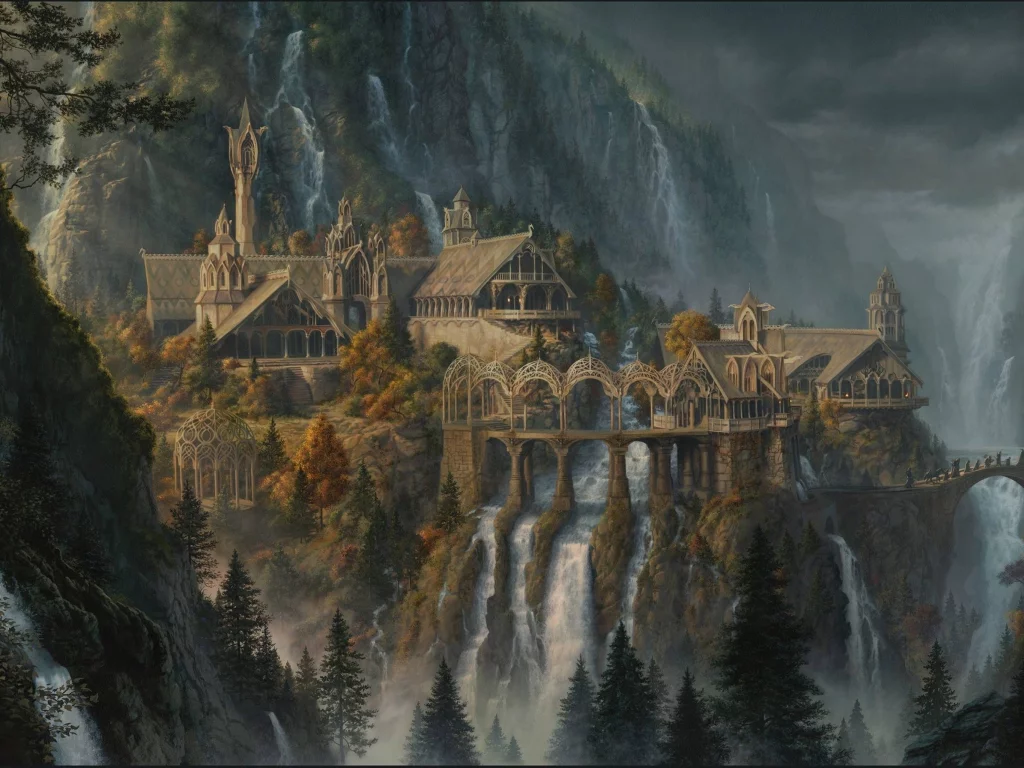 hobbit, lord of the rings, rivendell, art, nature