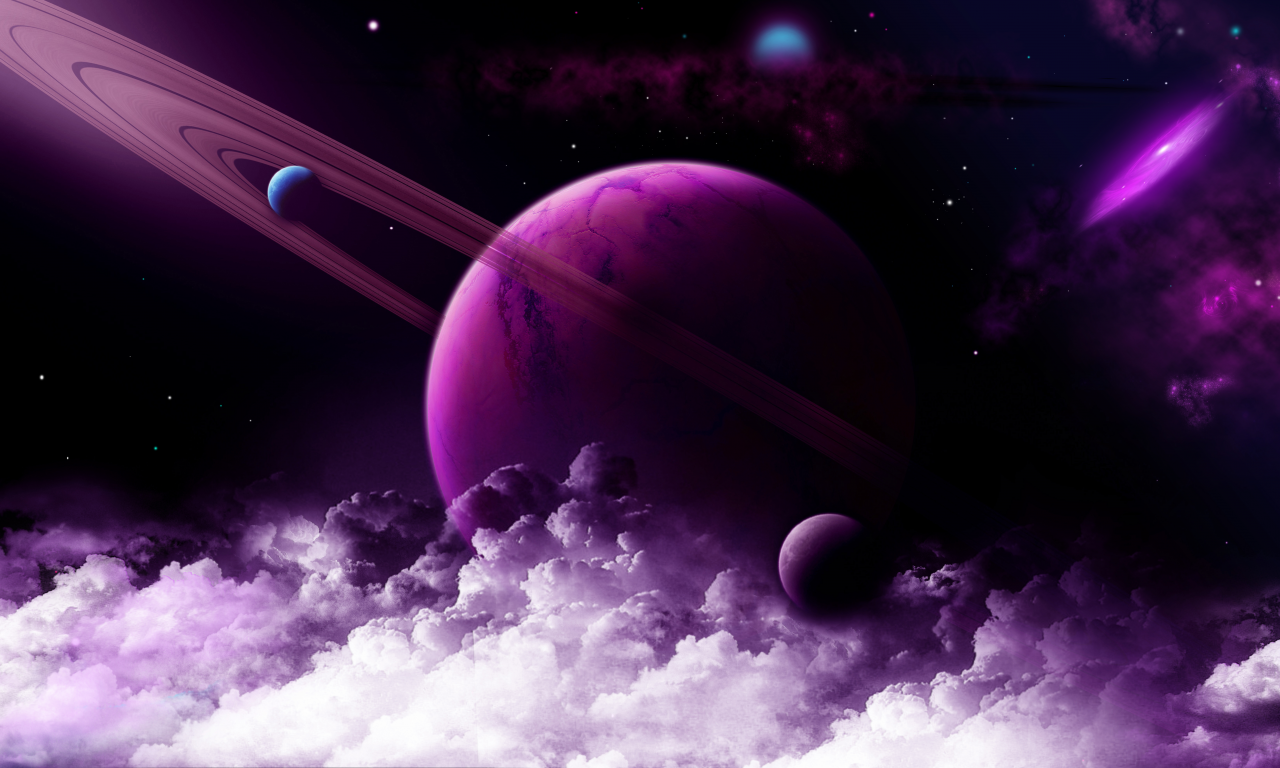 purple, planet, saturn, rings, nebula, galaxy, astronomy, stars