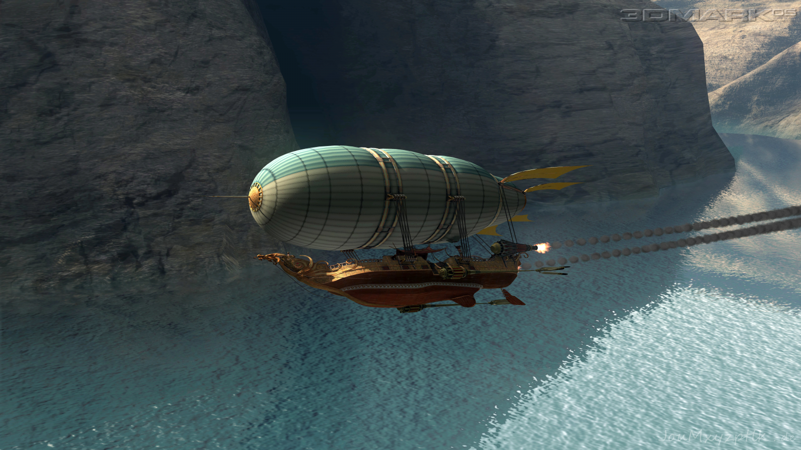 airship, 3d, water, flight