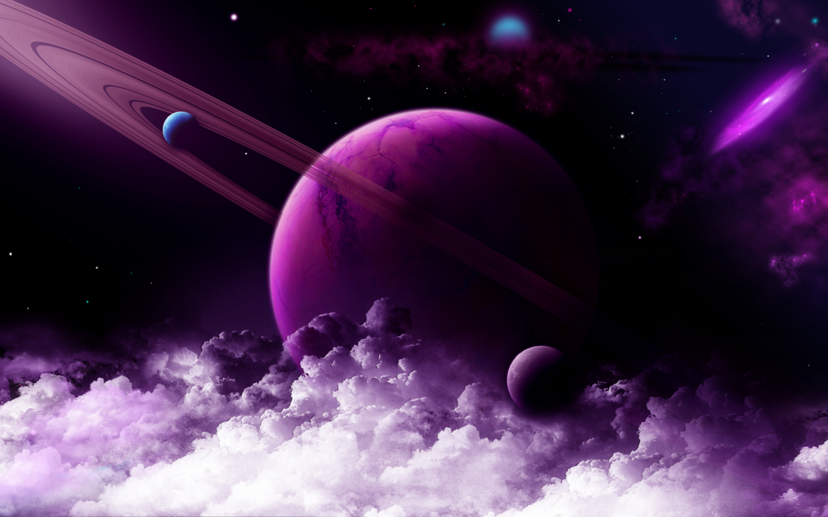 purple, planet, saturn, rings, nebula, galaxy, astronomy, stars