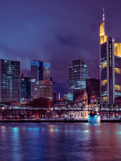 germany, night, bridge, city, skyscraper