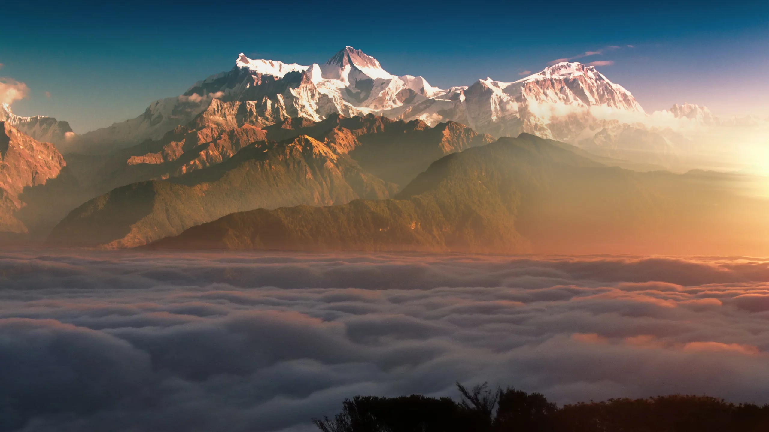 glacier, mountains, clouds, sun light, alpenglow, mountain, range